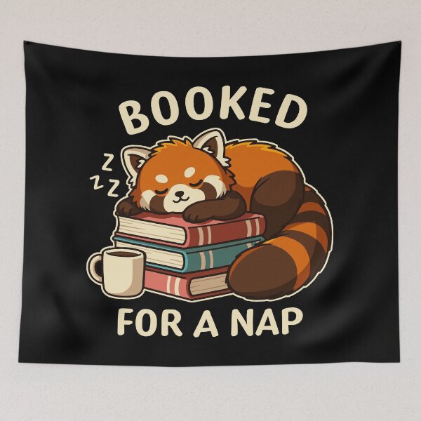 Item preview, Booked for a Nap – Sleepy Red Panda Book Lover designed and sold by Ankarzh.