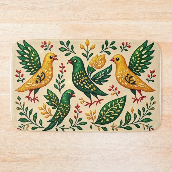 Item preview, Traditional Folk Art Bird Crest Cute Slavic Nordic Pattern designed and sold by Breezes-of-Ida.