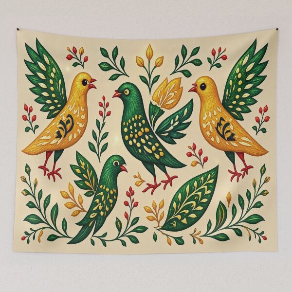 Item preview, Traditional Folk Art Bird Crest Cute Slavic Nordic Pattern designed and sold by Breezes-of-Ida.