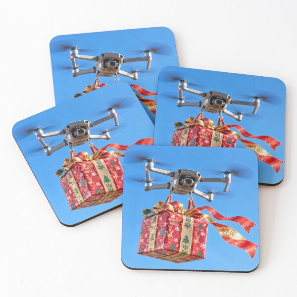 Item preview, Drone Delivering a Christmas Package designed and sold by Maria Dryfhout.