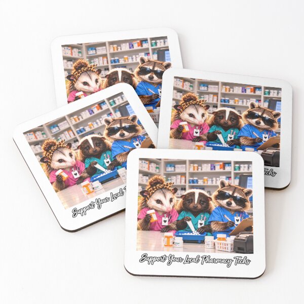 Item preview, Support Your Local Pharmacy Techs Pharmacist Raccoon Possum designed and sold by WeirdlyMild.