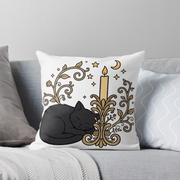 Item preview, Social Battery Low, Candle Lit | Introvert Black Cat with Candle Art Nouveau designed and sold by HexAndHearth.