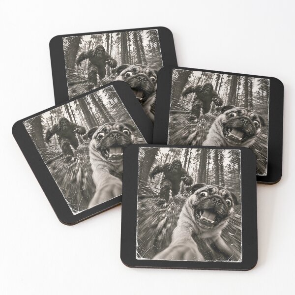 Item preview,  Funny Pug Selfie Running Away From Bigfoot Vintage designed and sold by Brasovbit.