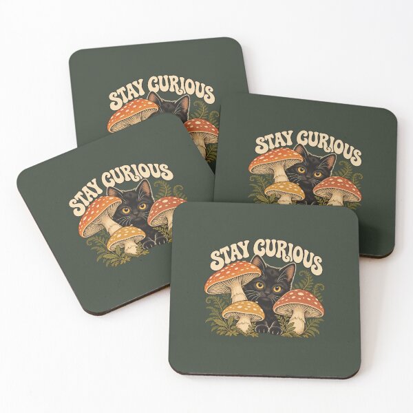 Item preview, Stay Curious – Black Cat and Woodland Mushrooms designed and sold by WAUZ.