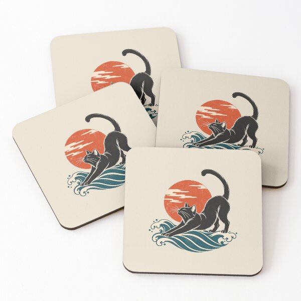Item preview, Ocean Stretch – Black Cat Waves and Sun designed and sold by WAUZ.
