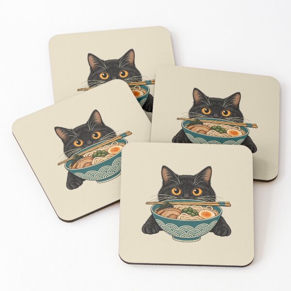 Item preview, Ramen Companion – Black Cat and Noodle Bowl designed and sold by WAUZ.