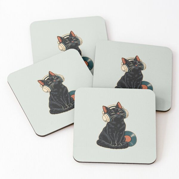 Item preview, Vinyl Companion – Black Cat with Headphones designed and sold by WAUZ.