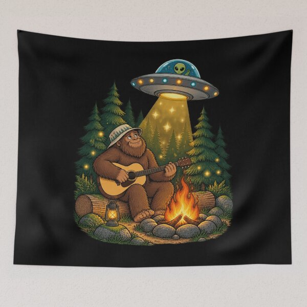 Item preview, Bigfoot And Alien Campfire Hot Dogs Sasquatch Milestone designed and sold by Aqouiatiqe.