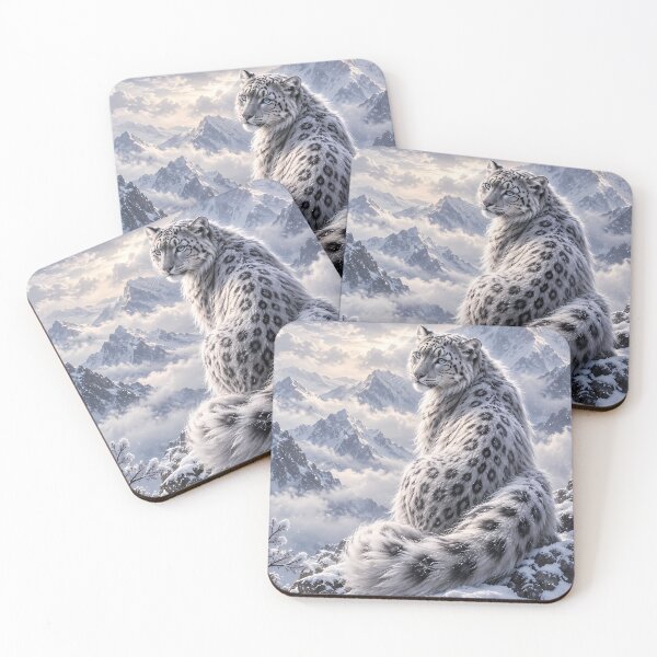 Item preview, Snow Leopard Snowy Mountains Winter Landscape Wildlife Art designed and sold by ManJiangHong.