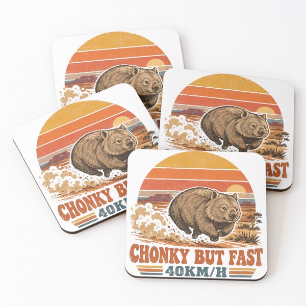 Item preview, Chonky But Fast Wombat Desert Sprint Vintage Sunset designed and sold by Yellowriversss.