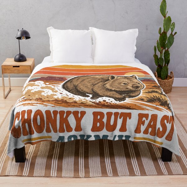 Item preview, Chonky But Fast Wombat Desert Sprint Vintage Sunset designed and sold by Yellowriversss.