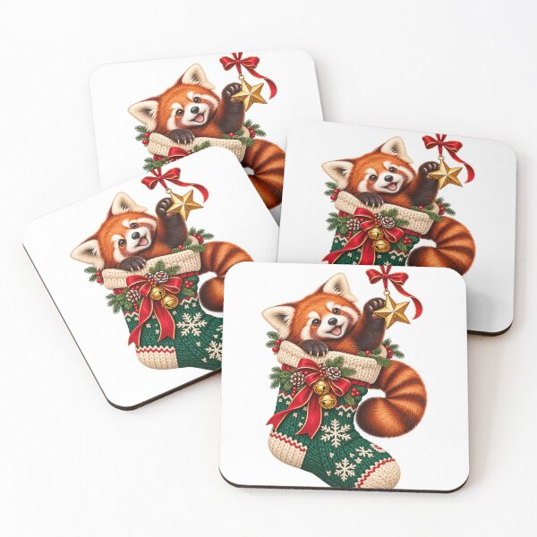 Item preview, Red Panda Christmas Stocking Surprise designed and sold by TeNovaStudio.