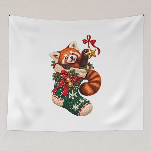 Item preview, Red Panda Christmas Stocking Surprise designed and sold by TeNovaStudio.