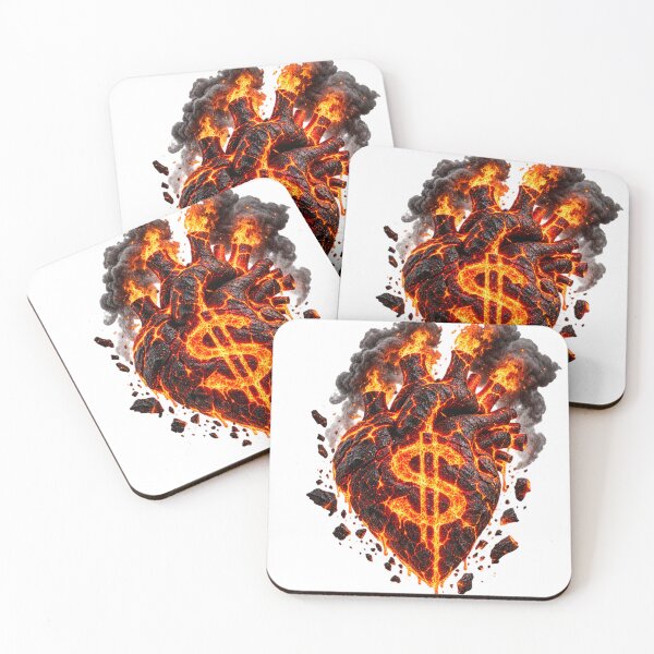 Item preview, Fiery Lava Heart with Dollar Sign - Money, Wealth and Dark Fantasy Art designed and sold by The Happiness Market .
