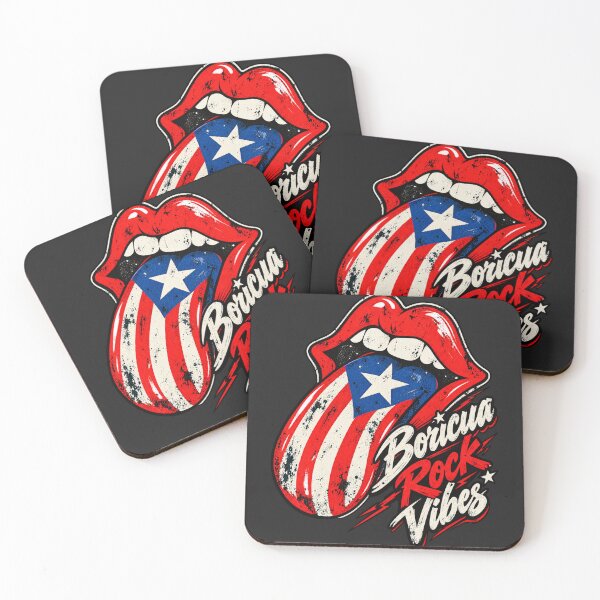 Item preview, Boricua Rock Vibes Rolling Stones Tongue Puerto Rico Flag designed and sold by Cuiroblinda.