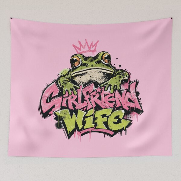 Item preview, Girlfriend Wife Graffiti Frog Art | Cute Crowned Toad Pink Lime Green Gift designed and sold by illeN-Art-World.