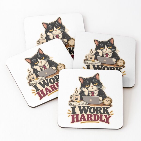 Item preview, I Work Hardly Funny Office Cat Design designed and sold by Print-Mingle01.