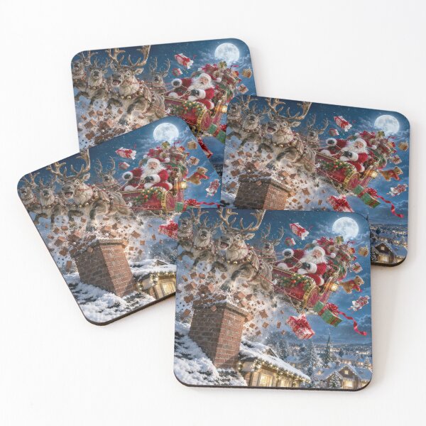 Item preview, Santa and Reindeer Rooftop Crash designed and sold by Maria Dryfhout.