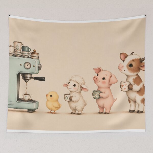 Item preview, Cute Farm Animals Coffee Barista Retro Espresso Machine designed and sold by artswag.
