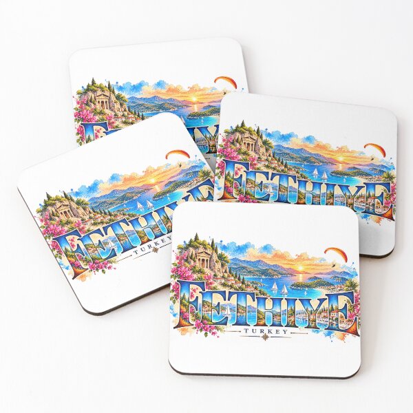 Item preview, Fethiye Turkey Watercolor Typography – Turquoise Coast Travel Art designed and sold by DreamPaw Studio.