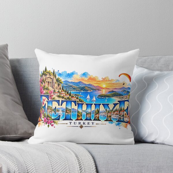 Item preview, Fethiye Turkey Watercolor Typography – Turquoise Coast Travel Art designed and sold by DreamPaw Studio.