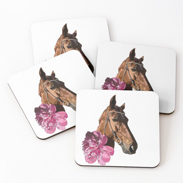 Item preview, Vibrant Horse Portrait with Pink Peonies Colorful Botanical Art designed and sold by TatianaEleonor.