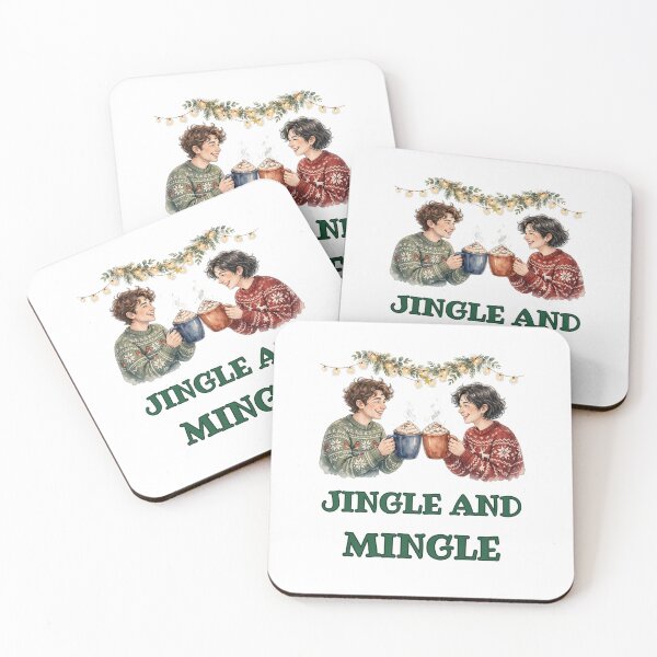 Item preview, Jingle and Mingle - Friends Clinking Cocoa Mugs Under String Lights Watercolor - Cozy Holiday designed and sold by Foriart.