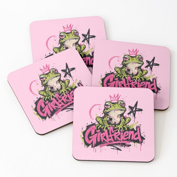 Item preview, Girlfriend Graffiti Frog Art | Cute Crowned Toad Pink Spray Paint Gift designed and sold by illeN-Art-World.