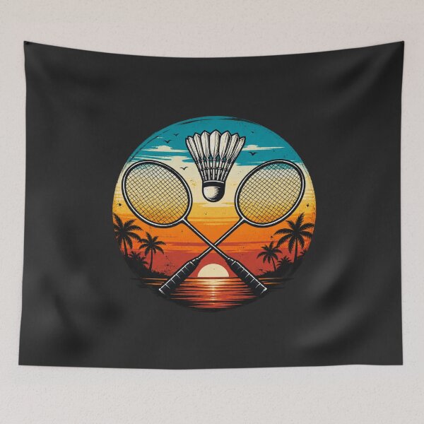 Item preview, Badminton Rackets Shuttlecock Sunset Palm Trees Beach Style designed and sold by Cuiroblinda.