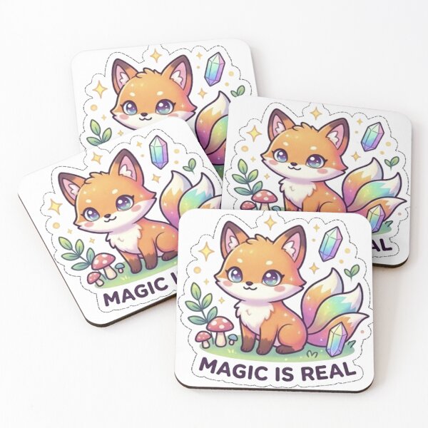 Item preview, Cute Kawaii Magic Fox with Crystals - Magic Is Real designed and sold by K3v1nDesign.