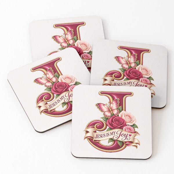Item preview, Jesus Is My Joy Letter J – Burgundy Rose Butterfly Christian Monogram designed and sold by HO•Designs.