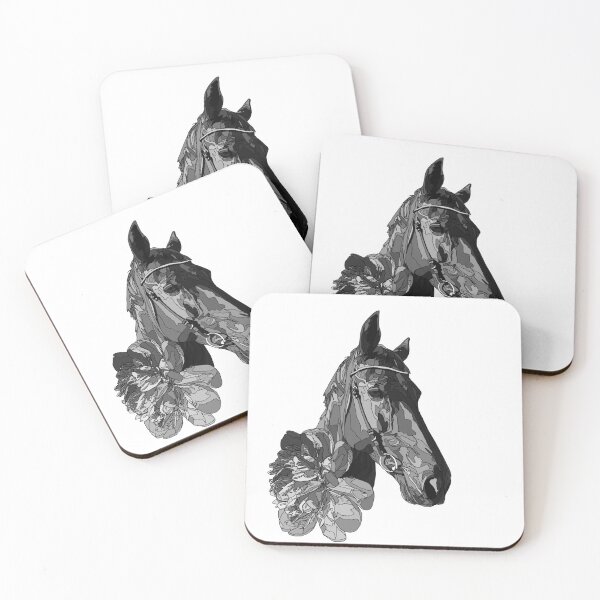 Item preview, Elegant Monochrome Horse Portrait with Peonies Minimalist Art designed and sold by TatianaEleonor.