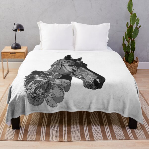 Item preview, Elegant Monochrome Horse Portrait with Peonies Minimalist Art designed and sold by TatianaEleonor.