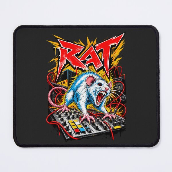 Item preview, RAT DJ Rat On Mixer Speakers Metal Style Aggressive Music designed and sold by Cuiroblinda.