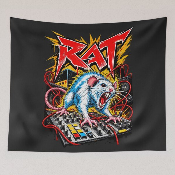 Item preview, RAT DJ Rat On Mixer Speakers Metal Style Aggressive Music designed and sold by Cuiroblinda.