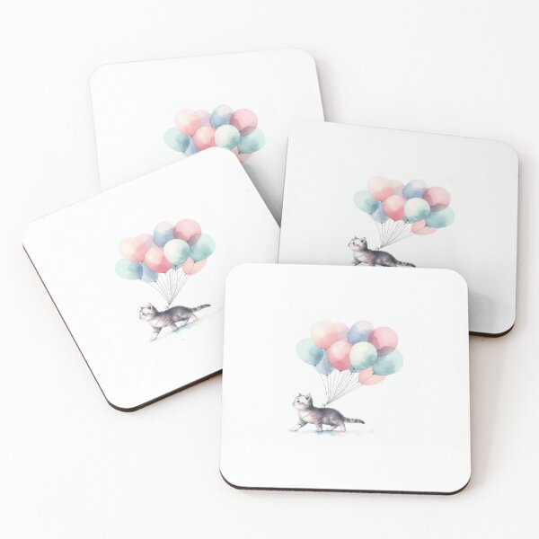 Item preview, cat with balloons  designed and sold by meowmyy.