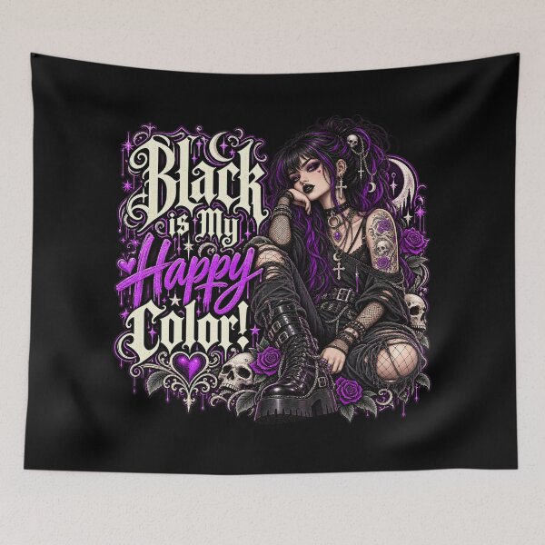 Item preview, Black Is My Happy Color – Gothic Girl Alternative Fashion Art designed and sold by TheInkRaven.