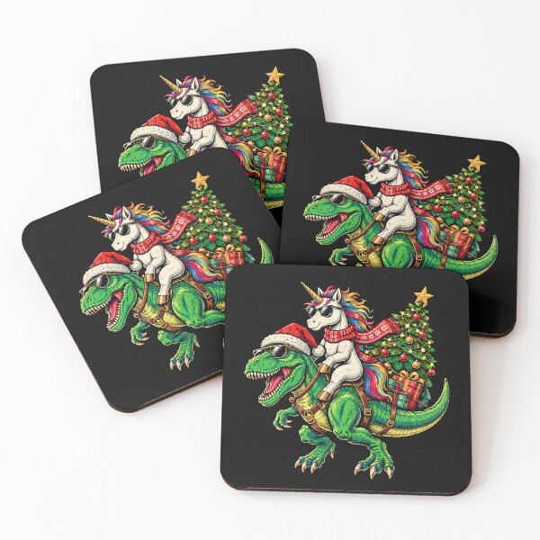Item preview, Retro Christmas Unicorn Riding Dinosaur Funny Holiday Adventure designed and sold by Moizento.