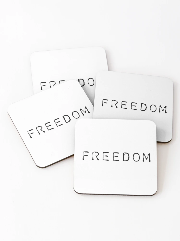 Thumbnail 1 of 5, Coasters (Set of 4), FREEDOM design designed and sold by Mad Apparel.