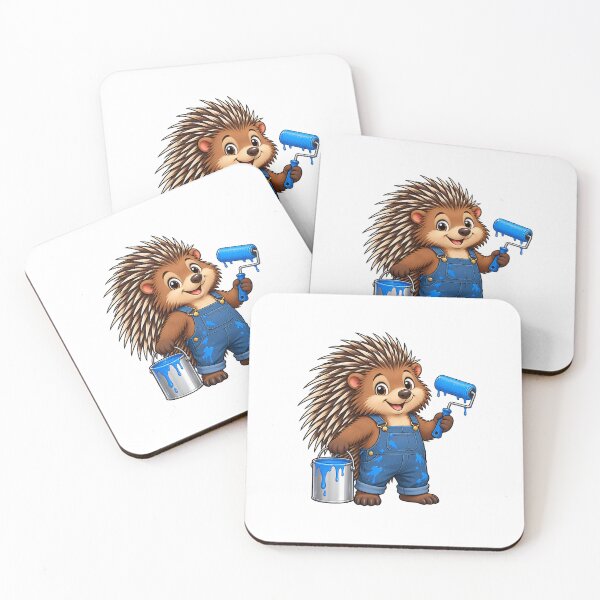 Item preview, Porcupine Decorator with a Blue Paint Roller designed and sold by JS Creative Studio.