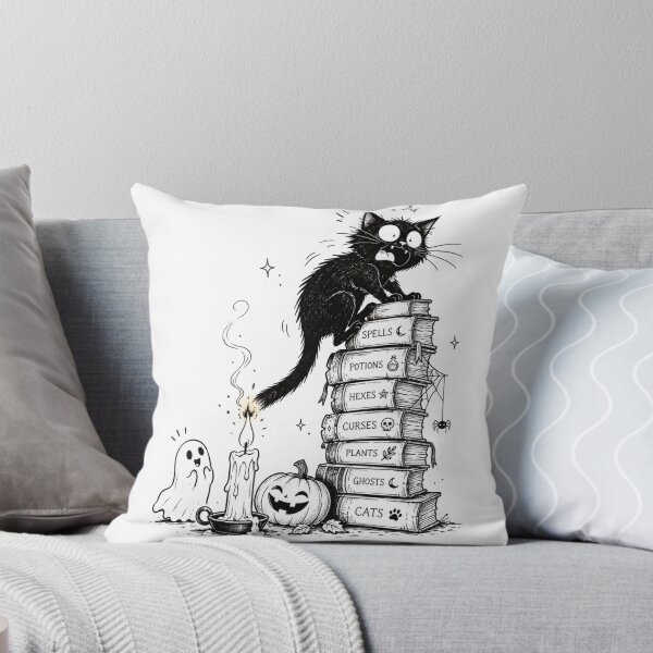 Item preview, Mischievous Black Cat on Books – Whimsical Gothic Halloween designed and sold by Blink Art Studio.