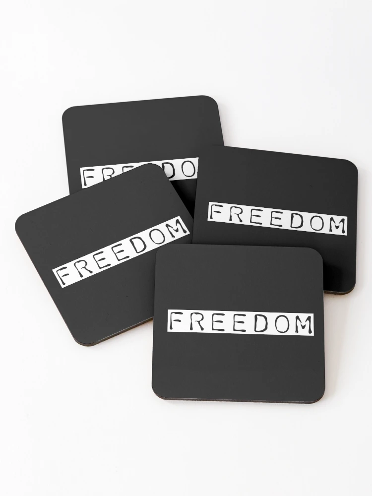 Thumbnail 1 of 5, Coasters (Set of 4), FREEDOM design designed and sold by Mad Apparel.