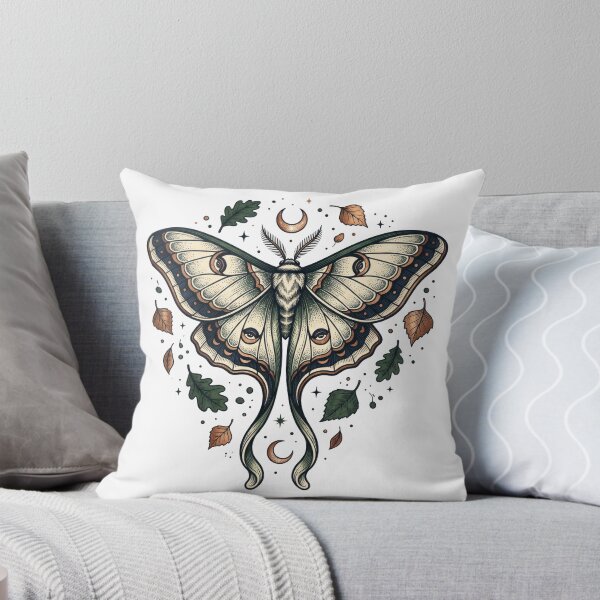 Item preview, Luna Moth with Crescent Moons and Autumn Leaves designed and sold by viking75store.