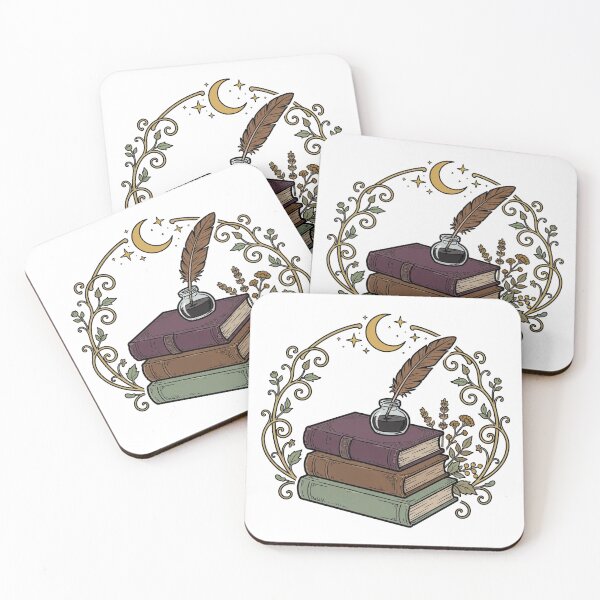 Item preview, Dark Academia Books | Vintage Book Stack with Quill, Ink, and Crescent Moon designed and sold by HexAndHearth.