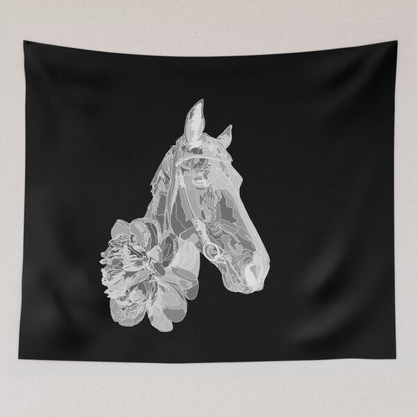 Item preview, Ethereal Light Horse Portrait with Peonies Minimalist Art designed and sold by TatianaEleonor.