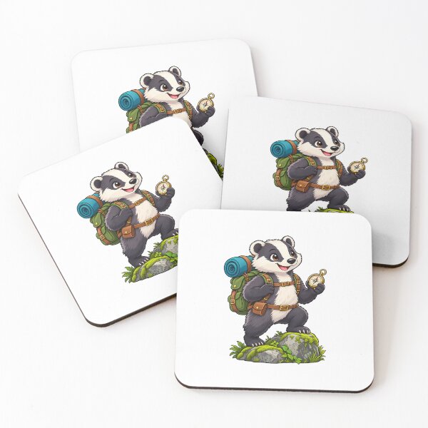 Item preview, Badger Hiker with Backpack and Compass designed and sold by JS Creative Studio.