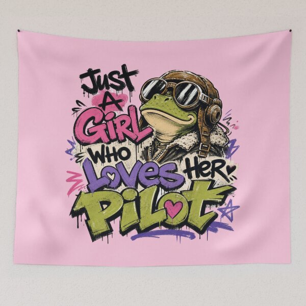 Item preview, Just A Girl Who Loves Her Pilot Frog Art | Aviator Toad Graffiti Aviation Gift designed and sold by illeN-Art-World.