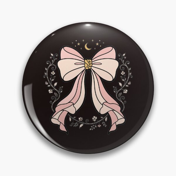 Item preview, Coquette Bow | Soft Pink Ribbon Bow with Gold Moon and Stars designed and sold by HexAndHearth.