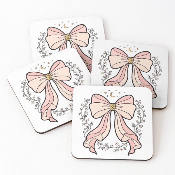 Item preview, Coquette Bow | Soft Pink Ribbon Bow with Gold Moon and Stars designed and sold by HexAndHearth.