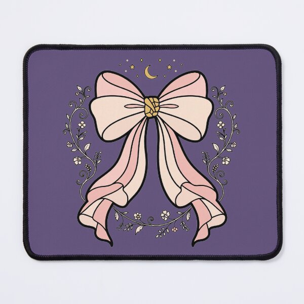 Item preview, Coquette Bow | Soft Pink Ribbon Bow with Gold Moon and Stars designed and sold by HexAndHearth.